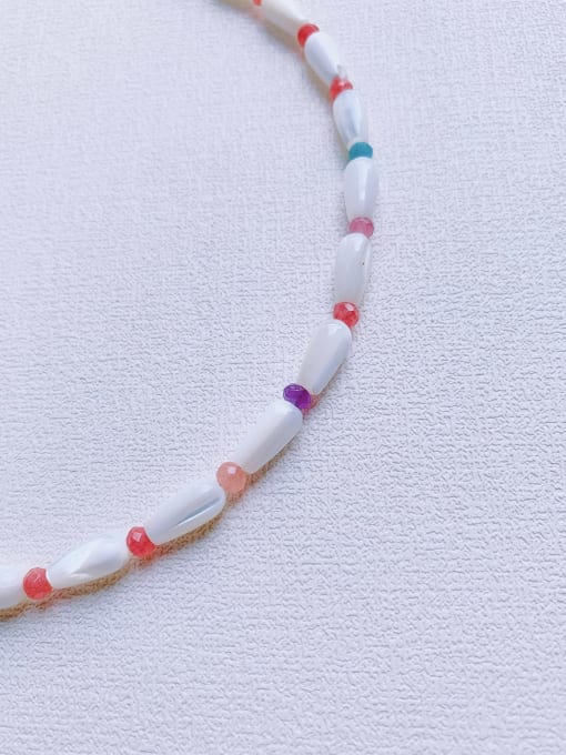 Scarlet White Natural Round Shell Beads Chain Handmade Necklace 4