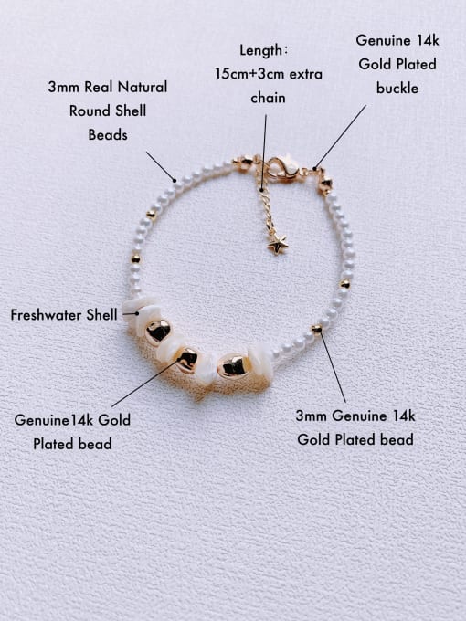 Scarlet White Natural Round Shell Beads Handmade Beaded Bracelet 2