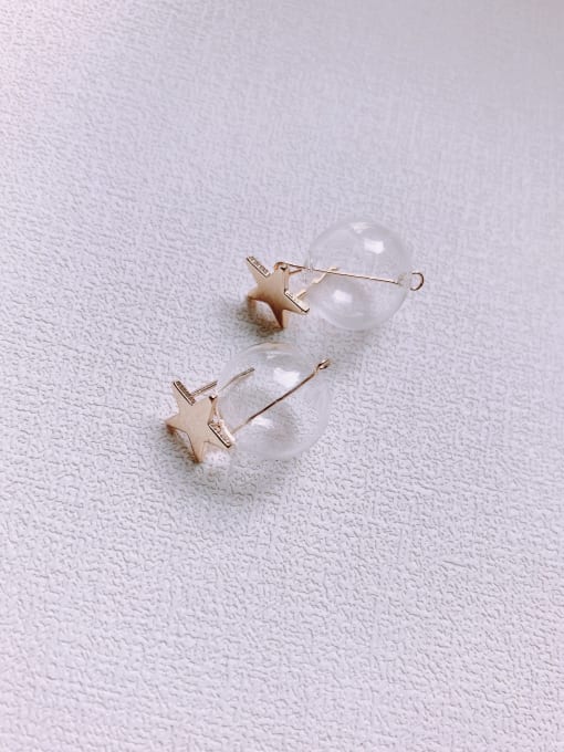 Scarlet White Brass Glass beads Ball Minimalist Drop Earring 0