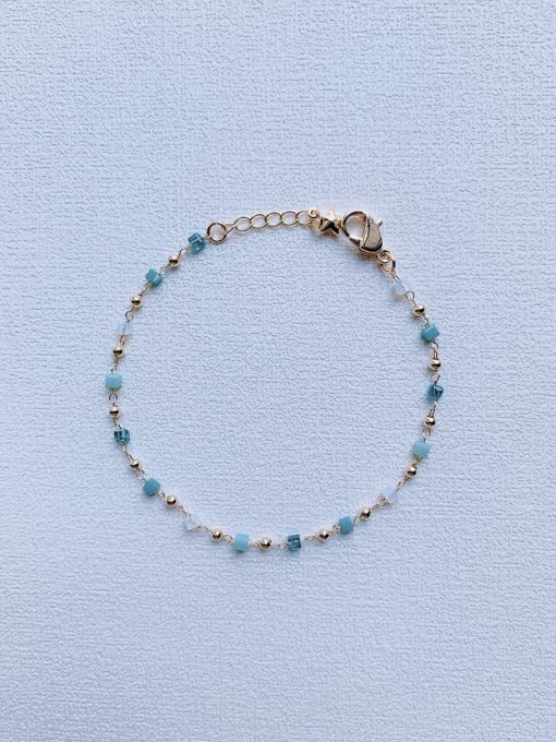 Light blue Natural  Gemstone Crystal Beads Chain Handmade Beaded Bracelet