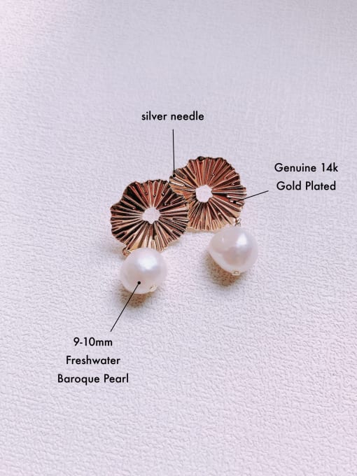 Scarlet White Brass Imitation Pearl Flower Minimalist Drop Earring 2