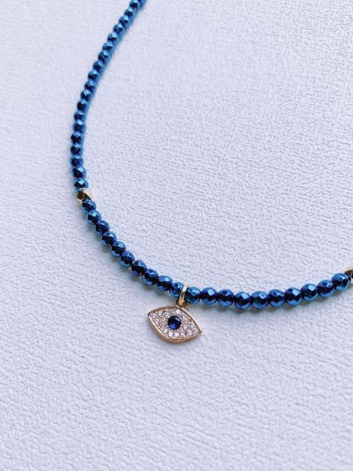 Dark Blue Natural Gemstone Crystal Beads Chain Handmade Necklace