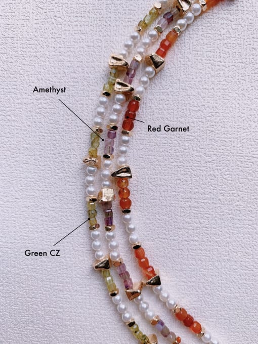 Scarlet White B-ST-016 Natural  Gemstone Crystal Beads Chain Handmade Beaded Bracelet 3