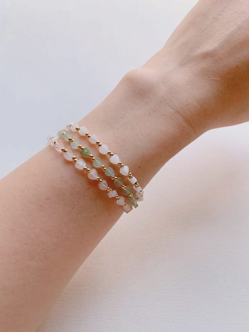 Scarlet White Natural  Gemstone Crystal Beads Chain Handmade Beaded Bracelet 1