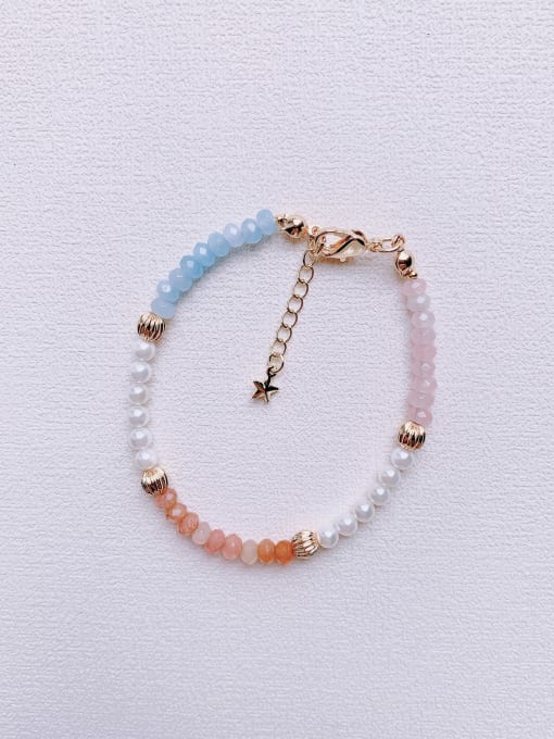 Color Natural  Gemstone Crystal Beads Chain Multi Color Handmade Beaded Bracelet