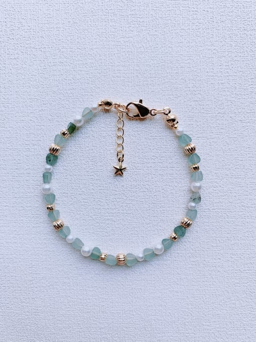 green Natural  Gemstone Crystal Beads Chain Handmade Beaded Bracelet