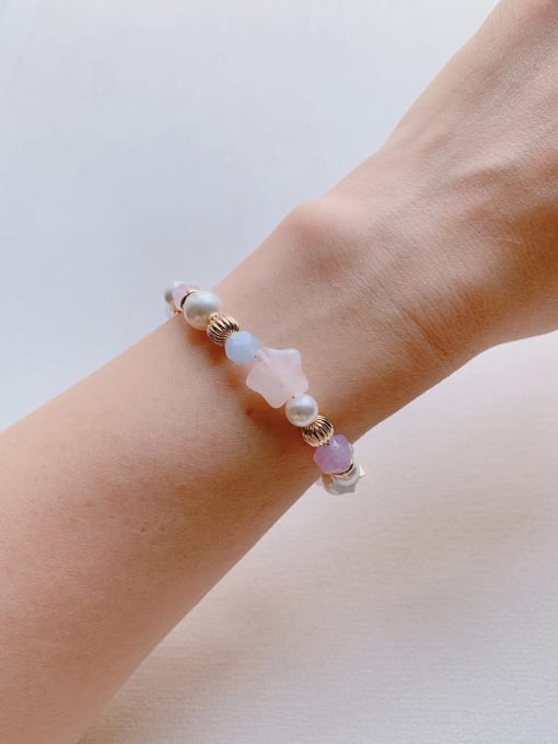 Scarlet White Natural  Gemstone Crystal Beads Chain Handmade Beaded Bracelet 1