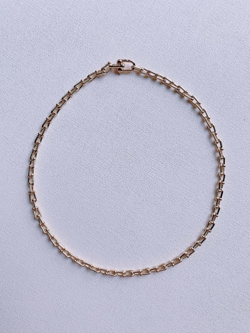 Gold Brass Minimalist U Shape Chain Necklace