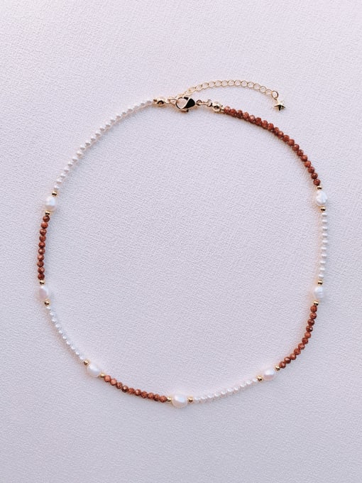 Scarlet White N-STPE-0019 Natural  Gemstone Crystal Beads Chain  Handmade  Beaded Necklace 4