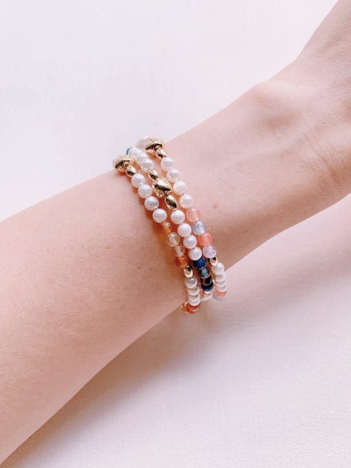 Scarlet White Natural  Gemstone Crystal Beads Chain  Multi Color Handmade Beaded Bracelet 2
