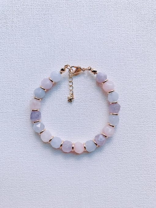 small Natural  Gemstone Crystal Beads Chain Handmade Beaded Bracelet