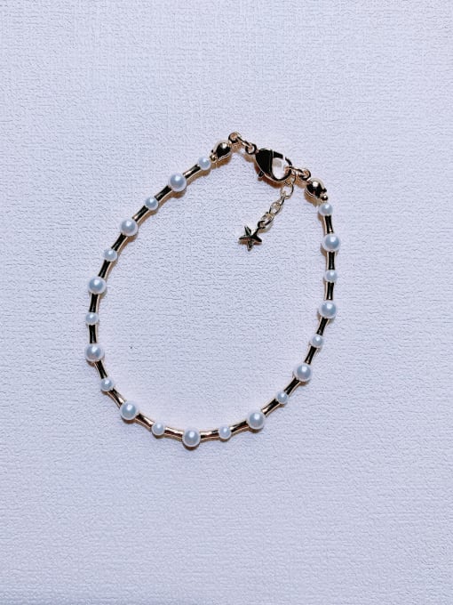 Small white shell bead Natural Round Shell Beads Chain Handmade Beaded Bracelet