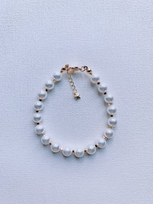 6mm Shell Beads B-PE-021 Brass Shell  Pearl Minimalist Handmade Beaded Bracelet