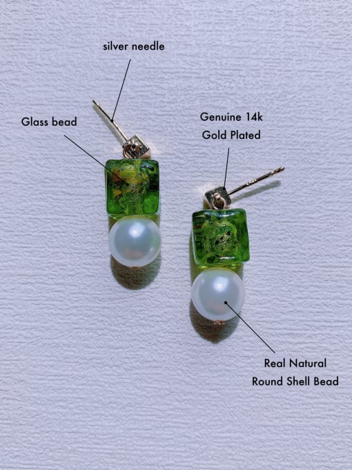 Scarlet White Brass Natural  Gemstone Crystal Geometric Minimalist Handmade Beaded  Drop Earring 1