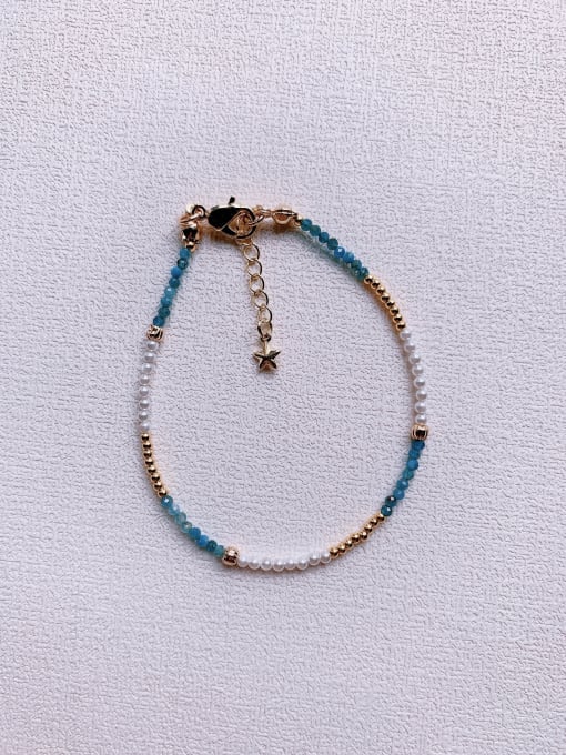blue Natural  Gemstone Crystal Beads Chain Multi Color Handmade Beaded Bracelet