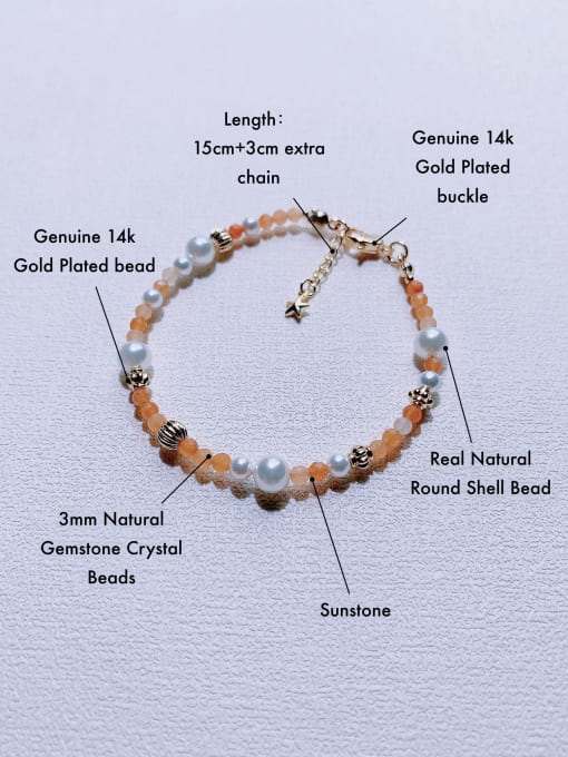 Scarlet White Natural Round Shell Beads Chain Handmade Beaded Bracelet 2