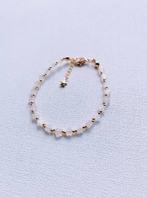Color 2 Natural  Gemstone Crystal Beads Chain Handmade Beaded Bracelet