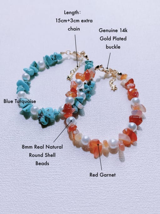 Scarlet White Natural  Gemstone Crystal  Irregular Beads  Handmade Beaded Bracelet 2