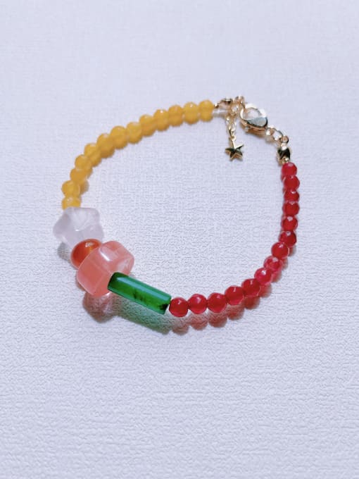 colour Natural  Gemstone Crystal Beads Chain Handmade Beaded Christmas Series  Bracelet