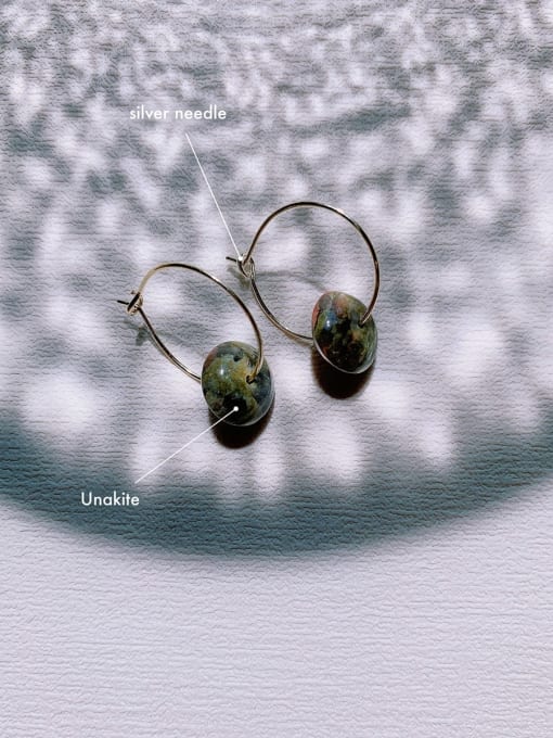 Scarlet White Brass Turquoise Geometric Vintage Handmade Beaded Hoop Earring 3