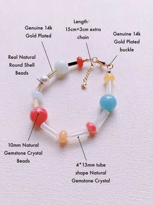 Scarlet White Natural  Gemstone Crystal Beads Chain Handmade Beaded Bracelet 2