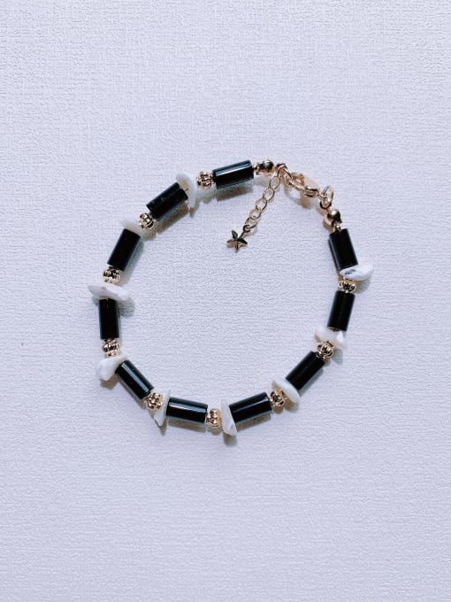 black Natural  Gemstone Crystal Multi Color Irregular Handmade Beaded Bracelet