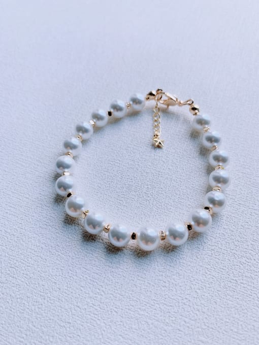 8mm Shell Beads B-PE-021 Brass Shell  Pearl Minimalist Handmade Beaded Bracelet