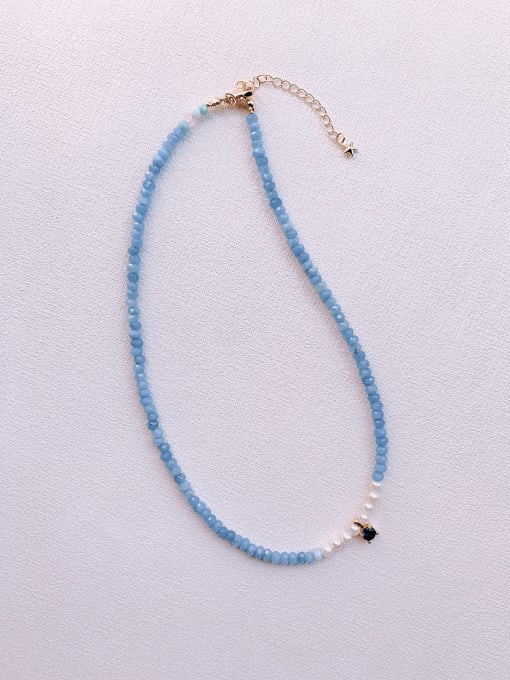 bue N-STPE-0018 Natural  Gemstone Crystal Beads Chain  Handmade Beaded Necklace