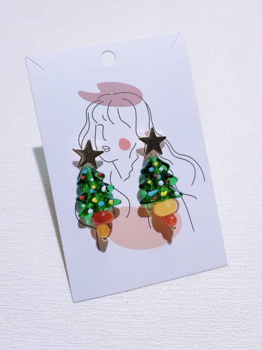 Scarlet White Natural  Gemstone Crystal Beads Handmade Christmas Series Earring 2