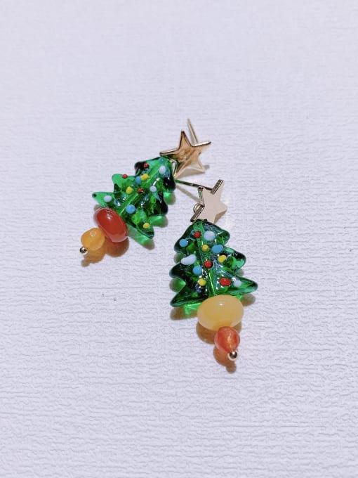 Scarlet White Natural  Gemstone Crystal Beads Handmade Christmas Series Earring