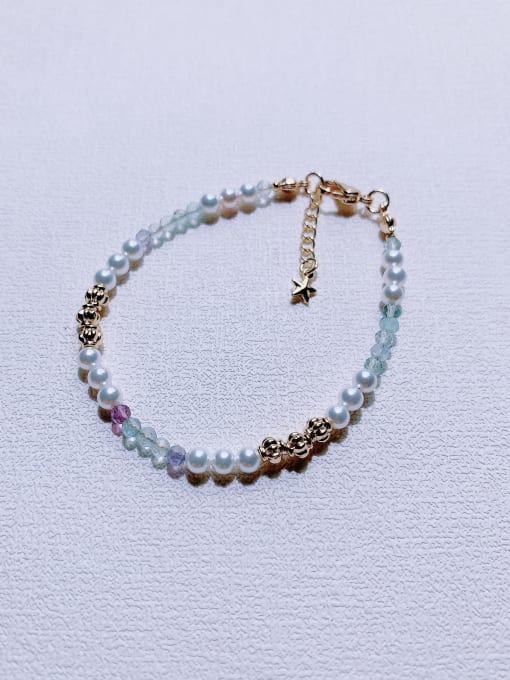 White Natural Round Shell Beads Chain Handmade Beaded Bracelet