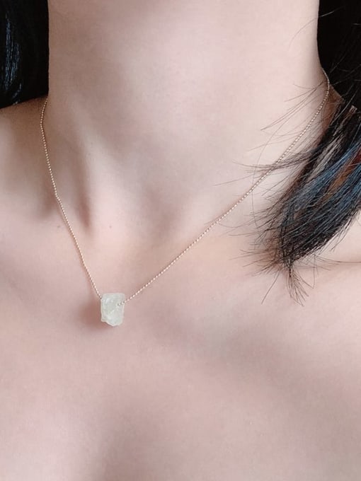 Scarlet White Brass Natural Stone Irregular Minimalist Necklace 1