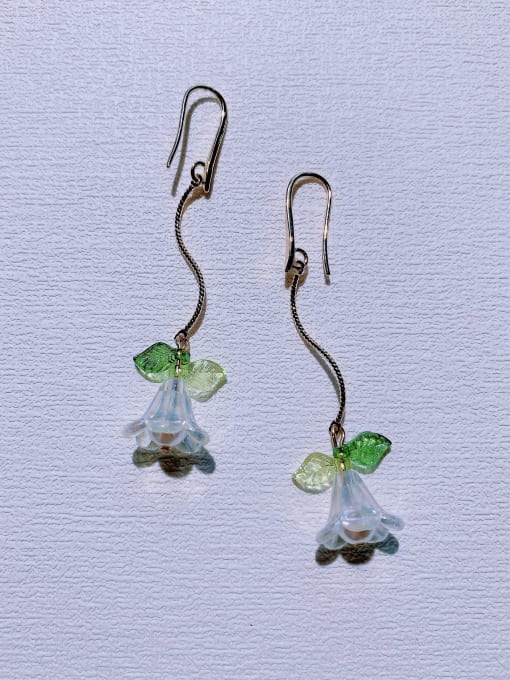 ER-074 Brass Plastic Flower Minimalist Handmade Hook Earring