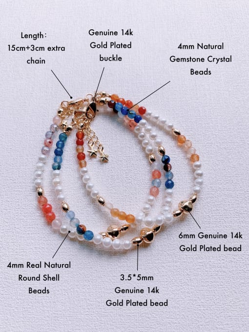 Scarlet White Natural  Gemstone Crystal Beads Chain  Multi Color Handmade Beaded Bracelet 1