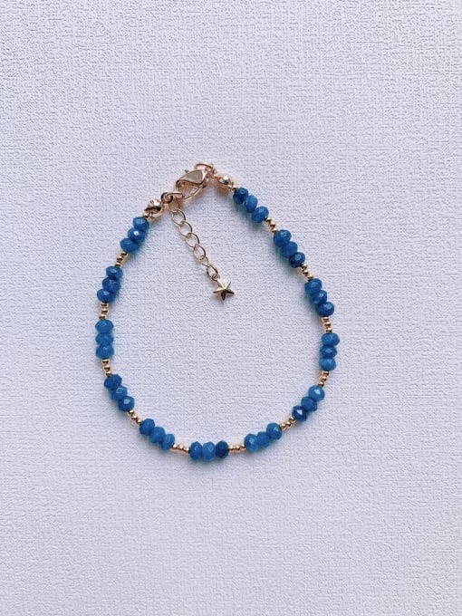 blue Natural  Gemstone Crystal Beads Chain Handmade Beaded Bracelet