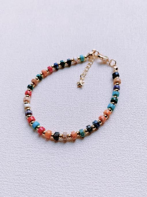 Scarlet White Natural  Gemstone Crystal Beads Chain Multi Color Handmade Beaded Bracelet 0
