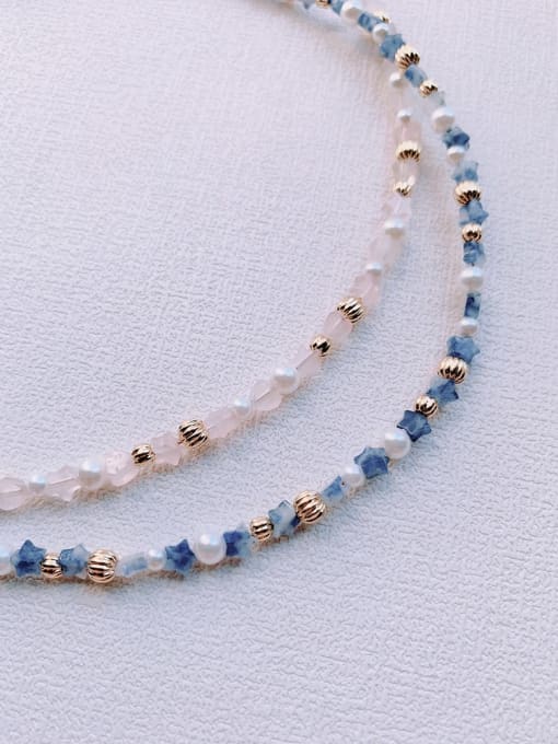 Scarlet White N-STPE-0020 Natural  Gemstone Crystal Beads Chain Handmade  Beaded Necklace 0