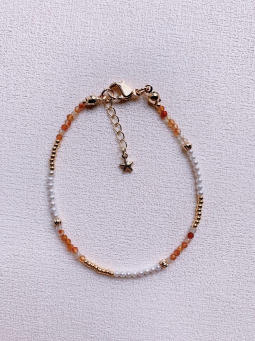 red Natural  Gemstone Crystal Beads Chain Multi Color Handmade Beaded Bracelet