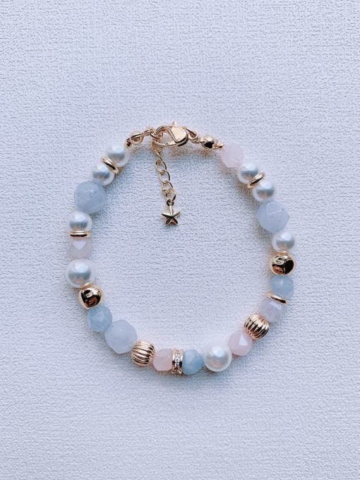 Scarlet White Natural  Gemstone Crystal Beads Chain  Handmade Beaded Bracelet 0