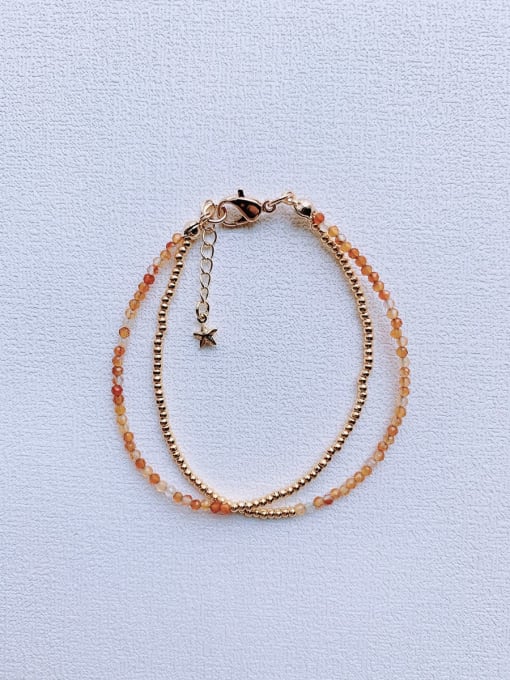 Pink Natural  Gemstone Crystal Beads Chain  Handmade Beaded Bracelet