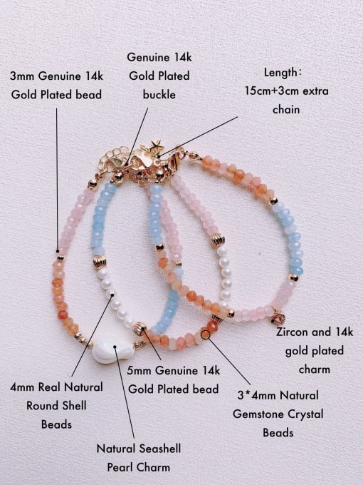 Scarlet White Natural  Gemstone Crystal Beads Chain Multi Color Handmade Beaded Bracelet 3