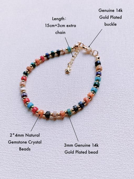 Scarlet White Natural  Gemstone Crystal Beads Chain Multi Color Handmade Beaded Bracelet 2