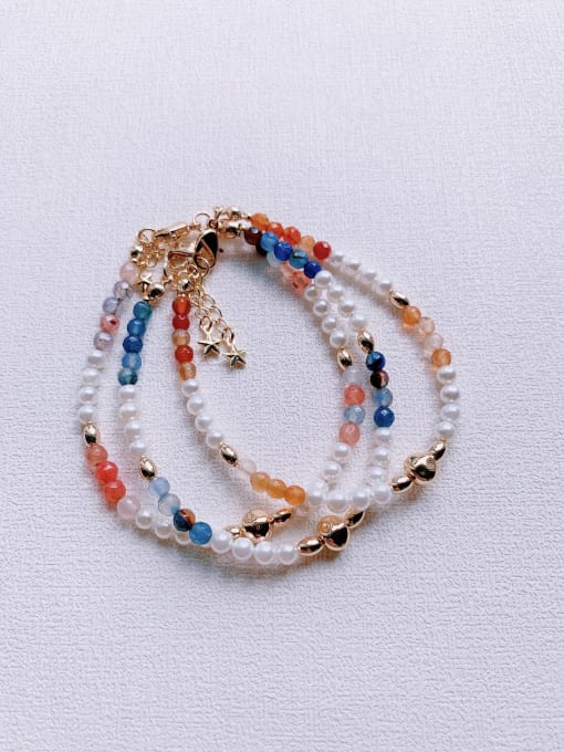 Scarlet White Natural  Gemstone Crystal Beads Chain  Multi Color Handmade Beaded Bracelet 0