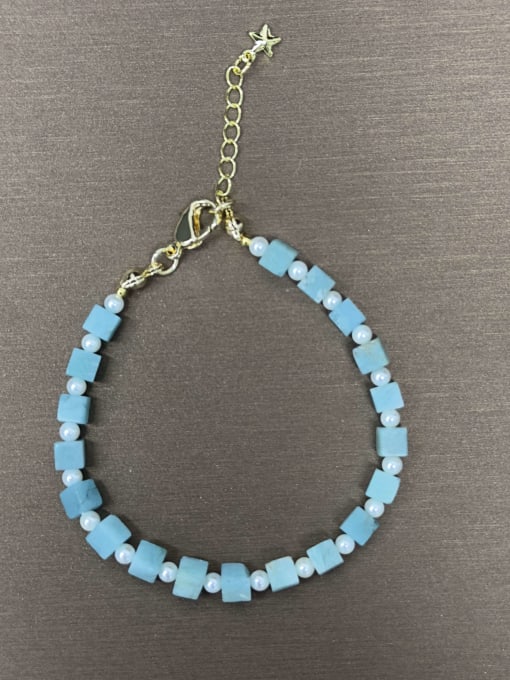 Color 5 Natural  Gemstone Crystal Beads Chain  Minimalist Handmade Beaded Bracelet