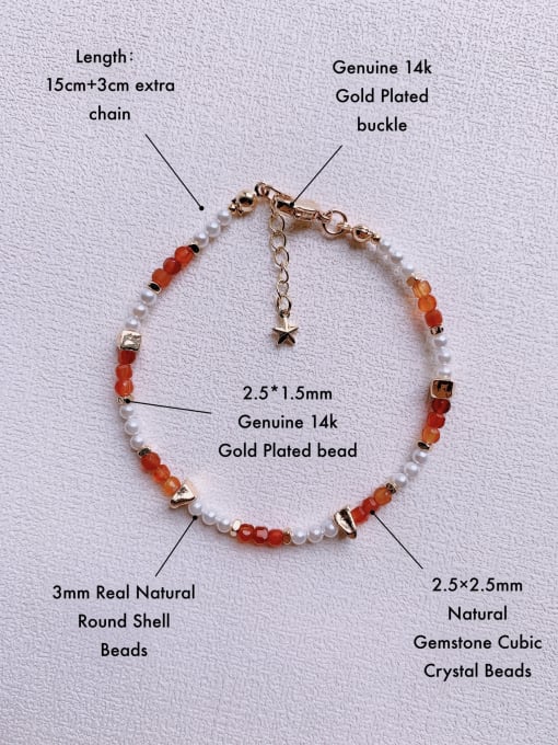 Scarlet White B-ST-016 Natural  Gemstone Crystal Beads Chain Handmade Beaded Bracelet 1