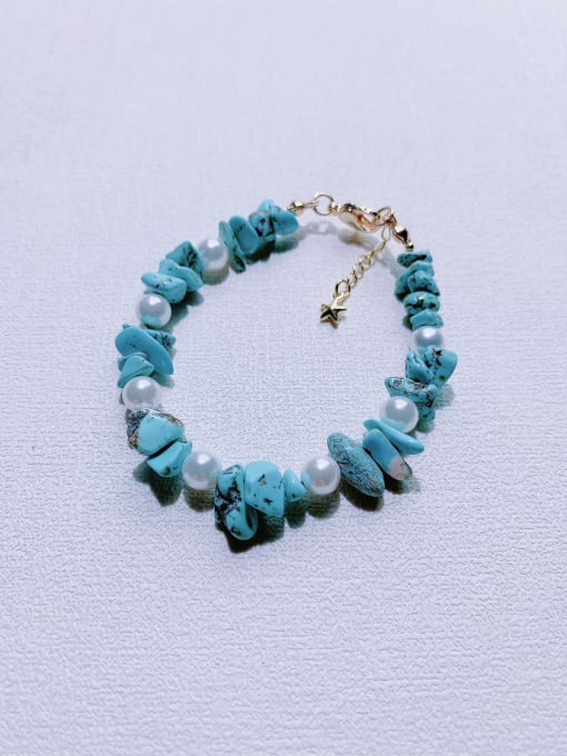 blue Natural  Gemstone Crystal  Irregular Beads  Handmade Beaded Bracelet