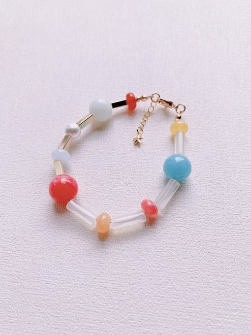 colour Natural  Gemstone Crystal Beads Chain Handmade Beaded Bracelet