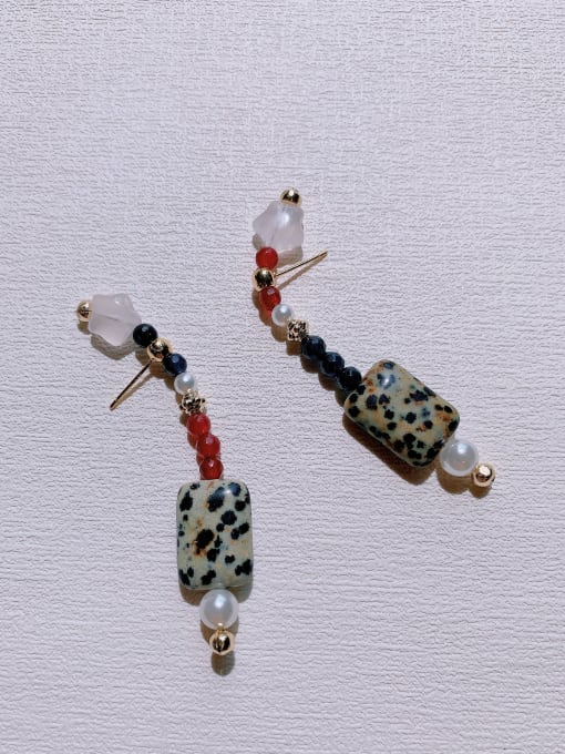 Scarlet White Brass Imitation Pearl Geometric Vintage Handmade beaded earrings  Drop Earring