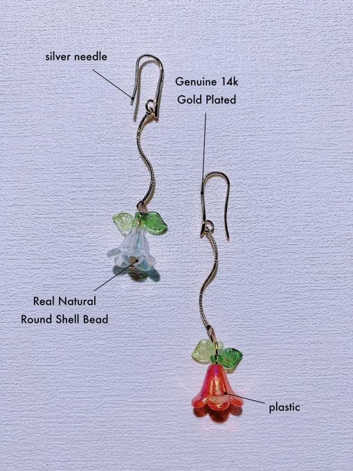 Scarlet White Brass Plastic Flower Minimalist Handmade Hook Earring 2