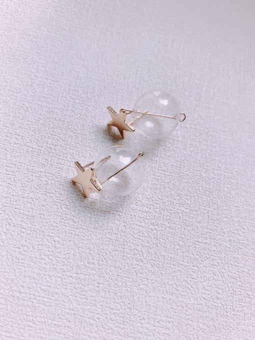 Scarlet White Brass Glass beads Ball Minimalist Drop Earring 2
